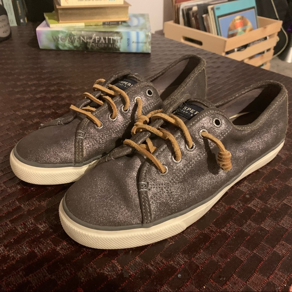 Shimmery Sperry Slip on’s